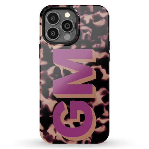 Custom 3D Initials Dark Tort iPhone Case